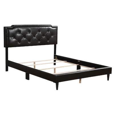 Upholstered Jewel Tufted Full Panel Bed - 81" - Black