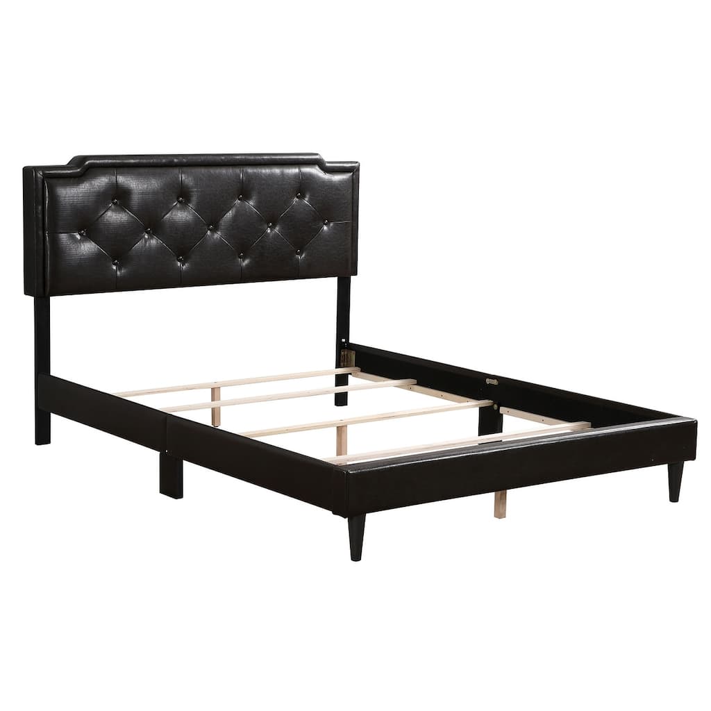 Upholstered Jewel Tufted Full Panel Bed - 81" - Black