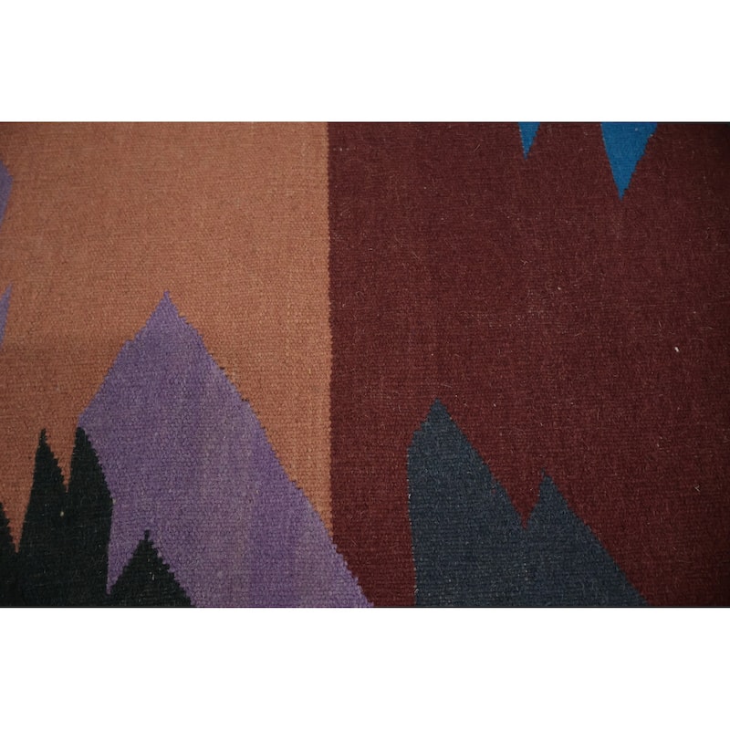 Hand Woven Oriental 100% Wool Carpet Southwestern Tribal Purples Kilim Area Rug - 13' 3'' X 8' 7''