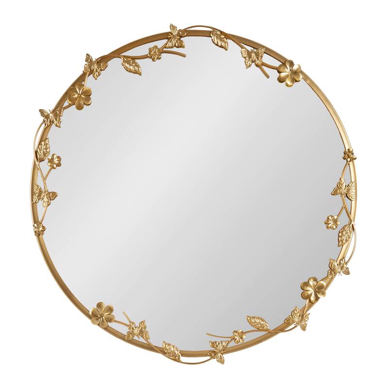 Kate and Laurel Rosella Floral Wall Mirror Metal