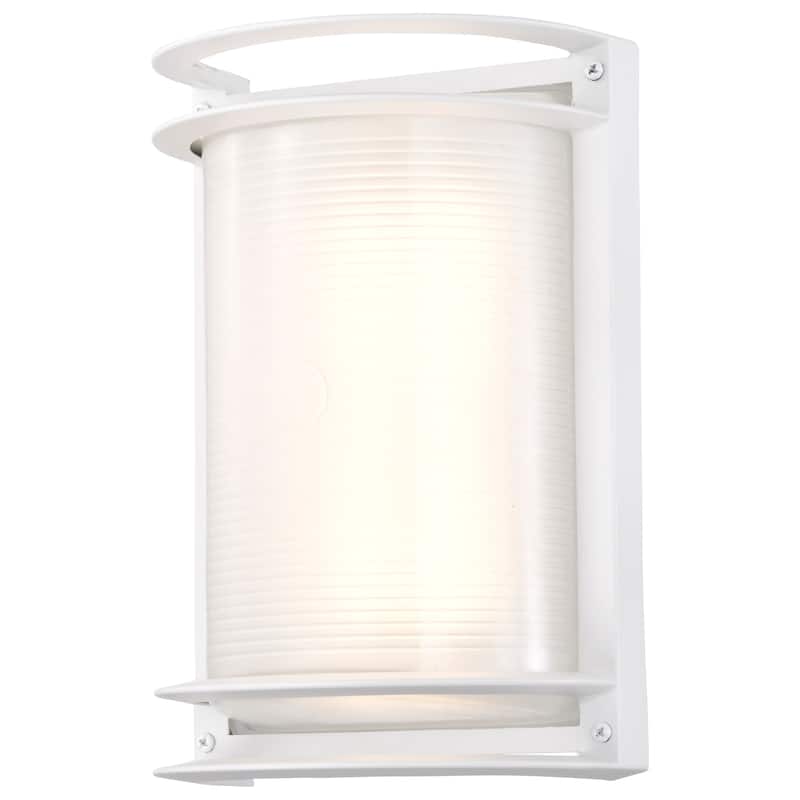 LED Rectangular Bulk Head Fixture White Finish with White Glass