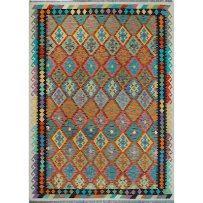 Flatweave Noushin Red/Ivory Rug - 6'7" x 9'7"