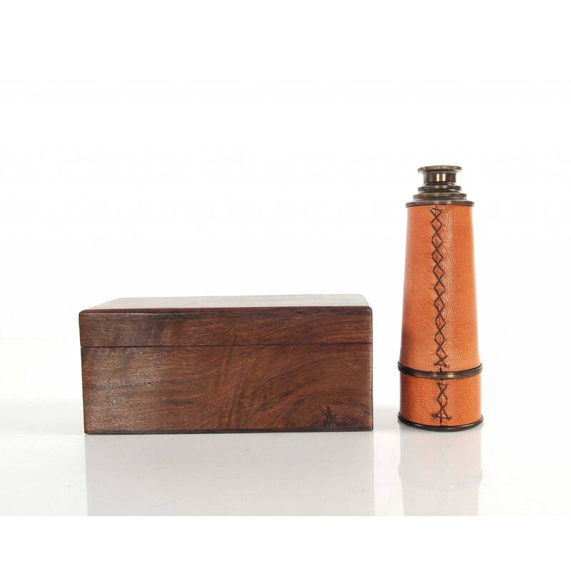 2.25" x 16" x 2.25" Handheld Telescope in Wood Box