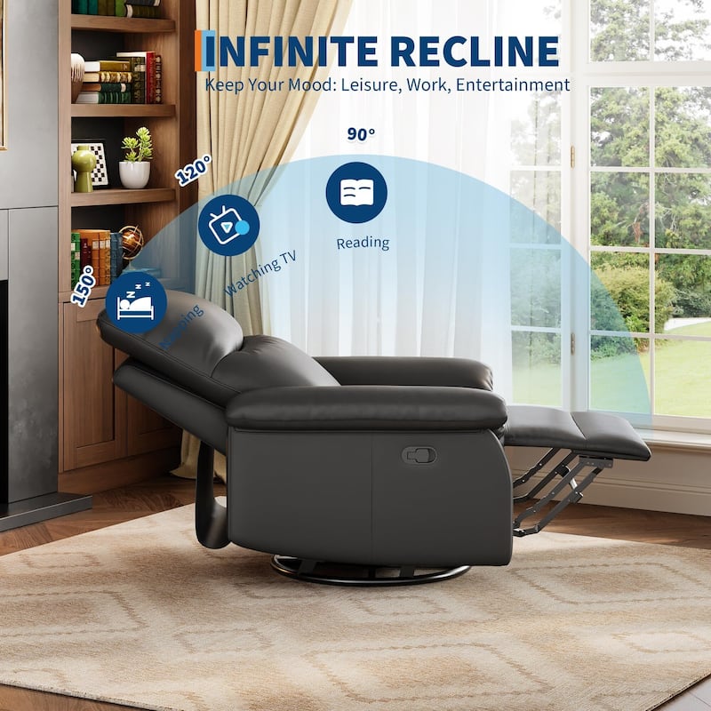 Recliner Chair, 360° Swivel Rocker Glider Nursery Chair with Padded Armrest and Deep Seat