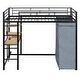 preview thumbnail 36 of 38, Metal & Wood Twin Size Loft Metal Bed with Desk,Power Outlet,LED and Wardrobe