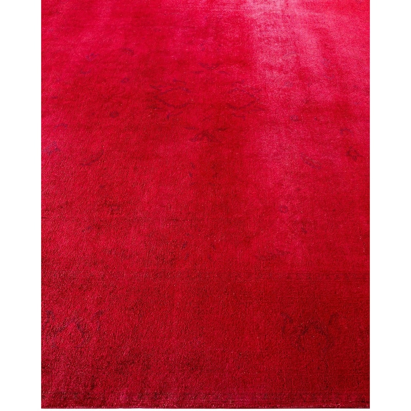Overton Hand Knotted Wool Vintage Inspired Modern Contemporary Overdyed Pink Area Rug - 8' 3" x 10' 1"