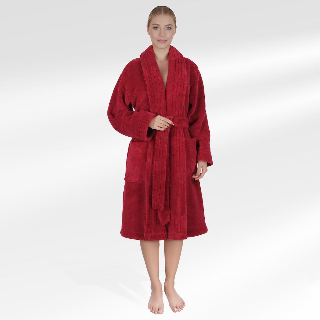American Soft Linen Women Robe Warm Fleece Woman Bathrobe