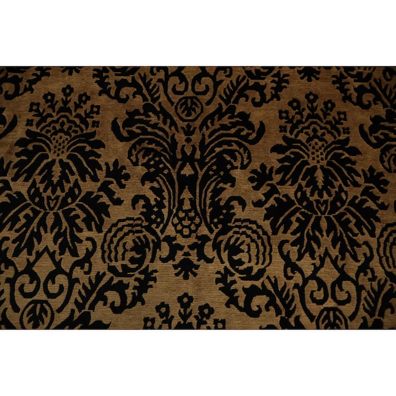 Hand Knotted Oriental 100% Wool Carpet Traditional Floral Yellow & Gold Nepalese Area Rug - 11' 10'' X 9' 0''