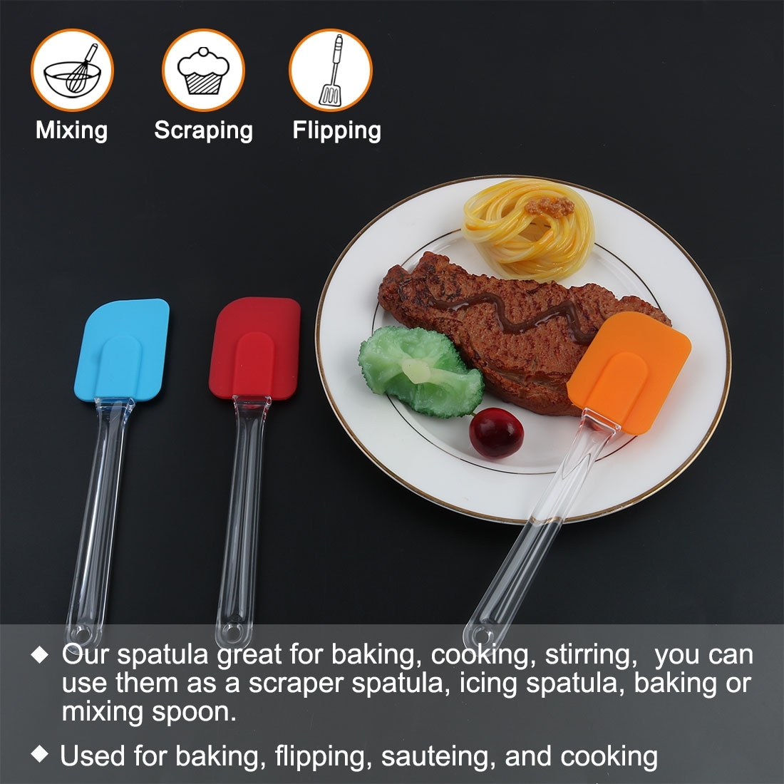 BIWHALE silicone spatula set, heat resistant kitchen spatulas for non-stick  cooking and baking, seamless one piece design, flexible s