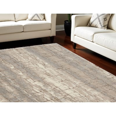 Fejel Power Loomed Abstract Modern Stain Resistant Soft Area Rug By HomeRoots - 110' X '79' X '1.58