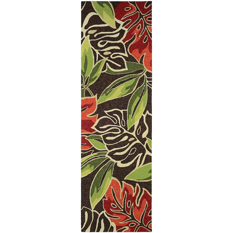 Dream Decor Rugs Miami Palms Brown Deep Green Indoor Outdoor Area Rug
