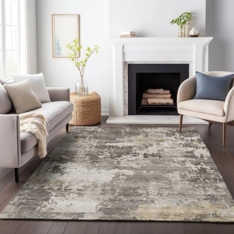 Machine Washable Indoor/Outdoor Contemporary Blend Chantille Rug