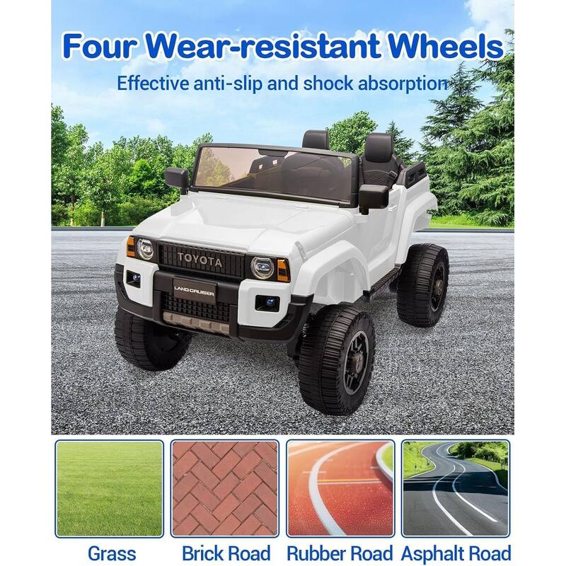 24v Ride On Toys for Big Kids,Licensed Toyota 2-Seater w/Remote Control, 4WD/2WD Switch, LED Lights