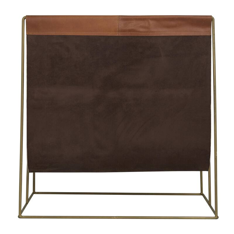 Leather 3 Slot Magazine Holder with Metal Stand - Dark Blue or Brown - Roche River Decor