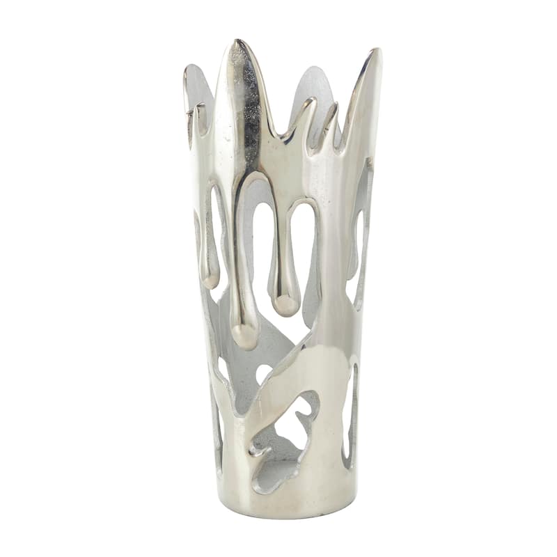 Aluminum Metal Drip Vase with Melting Designed Body - Set of 2 Silver, Gold, Black - Roche River Decor