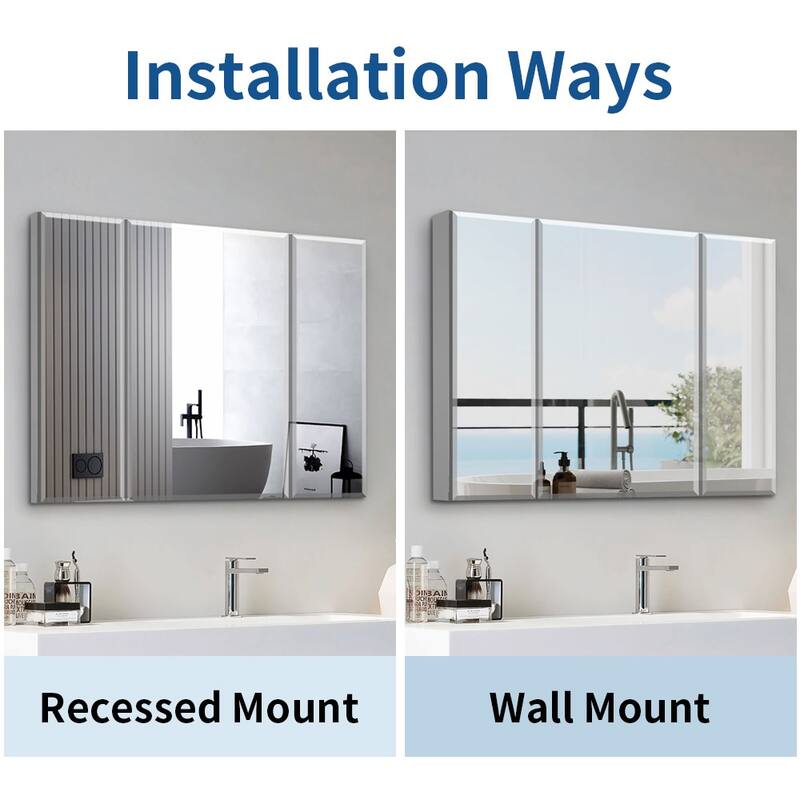 Bathroom Medicine Cabinet with Adjustable Glass Shelves, Waterproof and Rust-Resistant - 5X36 in