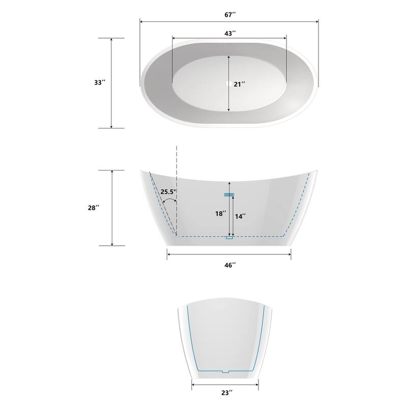 Empava Freestanding Bathtubs Acrylic Stand Alone Soaking Tubs