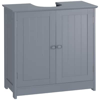 HOMCOM Under Sink Bathroom Cabinet with 2 Doors and Shelf, Pedestal Sink Bathroom Vanity Cabinet