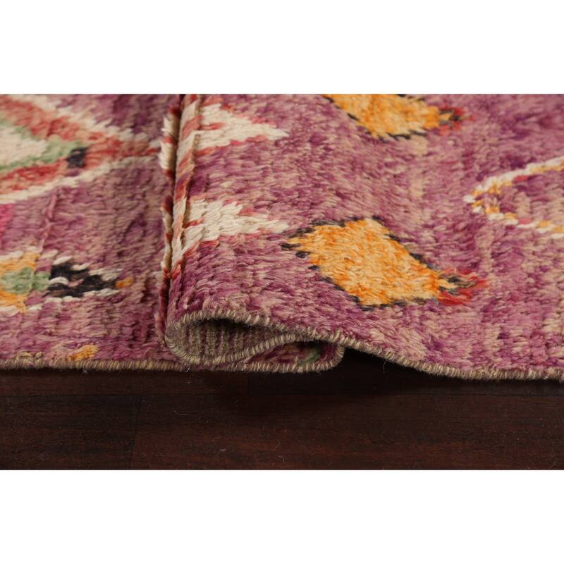 Tribal Geometric Moroccan Oriental Wool Runner Rug Hand-knotted Carpet - 2'6" x 12'7"