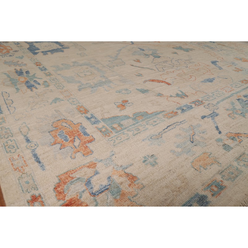 Vegetable Dye Oushak Turkish Area Rug Handmade Traditional Wool Carpet - 8'4"x 10'1" - 8'4"x 10'1" - Ivory/Beige