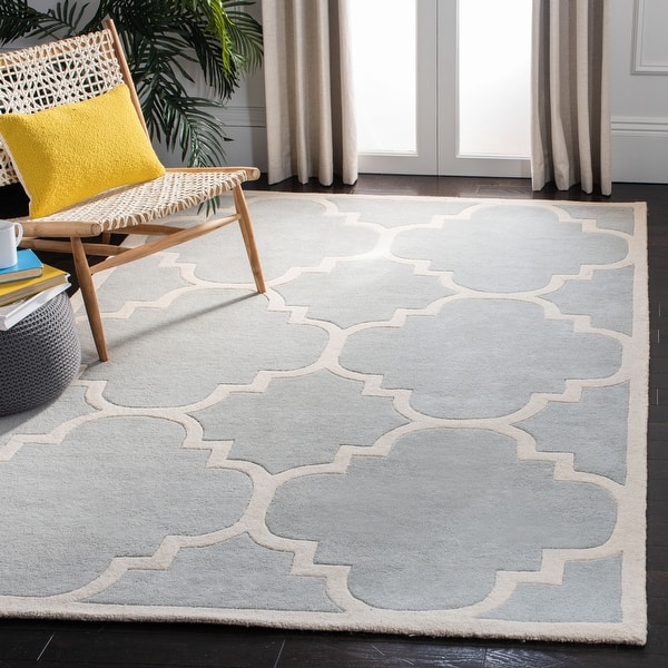 slide 2 of 114, SAFAVIEH Handmade Chatham Vicie Modern Wool Rug 10' x 14' - Grey/Ivory - Rectangle