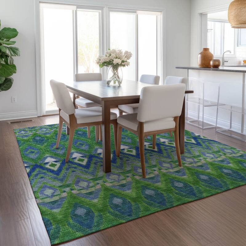 Machine Washable Indoor/ Outdoor Chantille Geometric Boho Rug