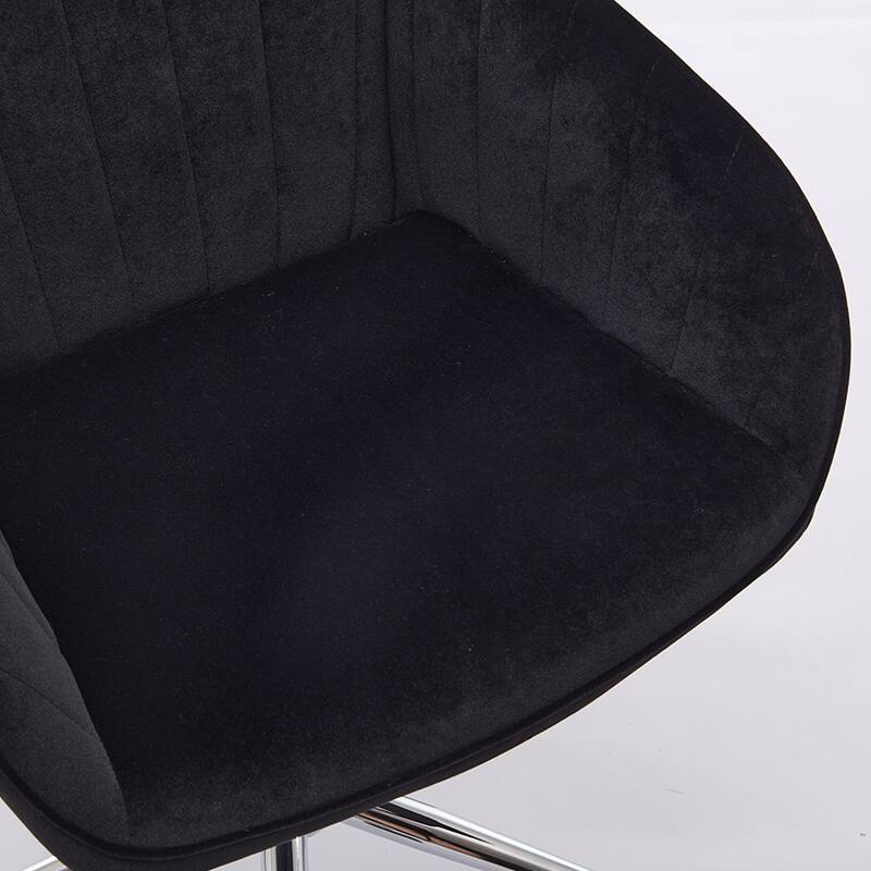 Velvet Home Office Chair, Ergonomic Swivel Study Desk Chair, Upholstered Vanity Chair with Backrest Seat and Metal Base - N/A