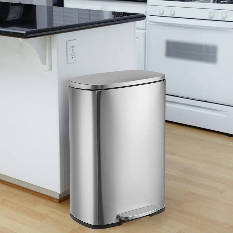 50 L/13.2 Gallon Smudge Resistant Trash Can with Silent Lid