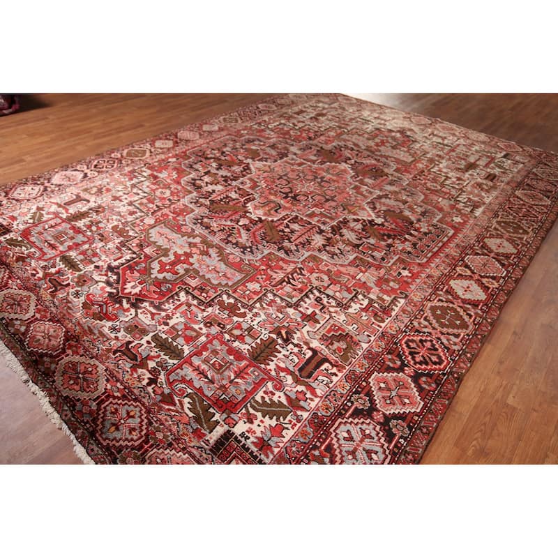 Blue Heriz Vintage Persian Area Rug Handmade Wool Carpet - 9'3" x 12'10"