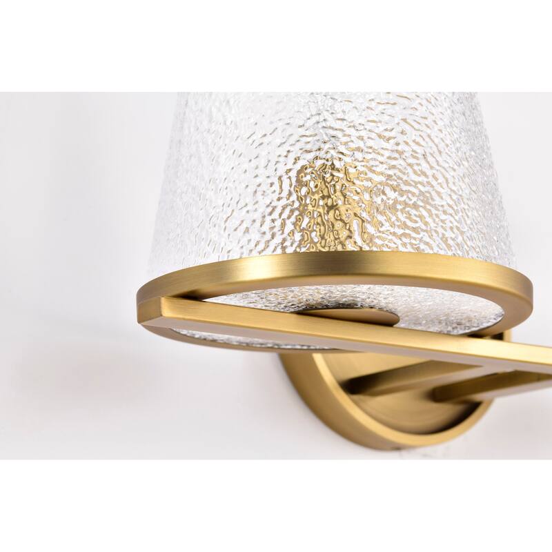 Valentine 2 Light Vanity Vintage Brass Finish Hammered Glass - Vintage Brass
