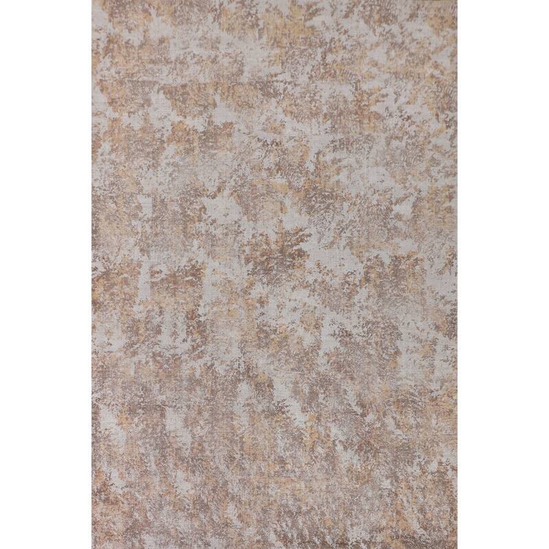 Beige Modern Area Rug Handmade Abstract Wool Carpet - 8'0"x 11'5"