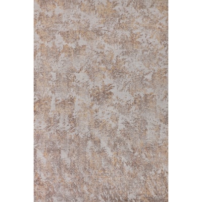 Beige Modern Area Rug Handmade Abstract Wool Carpet - 8'0"x 11'5"