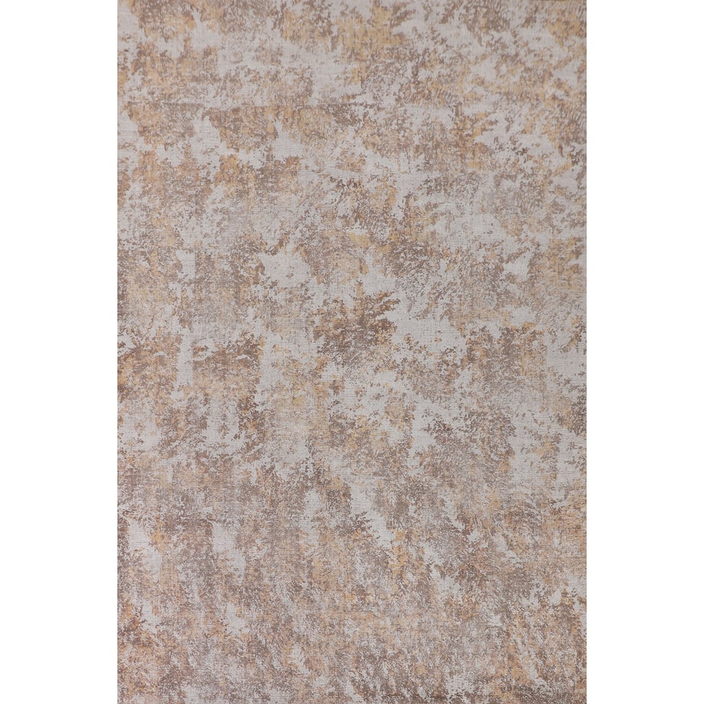 Beige Modern Area Rug Handmade Abstract Wool Carpet - 8'0"x 11'5"