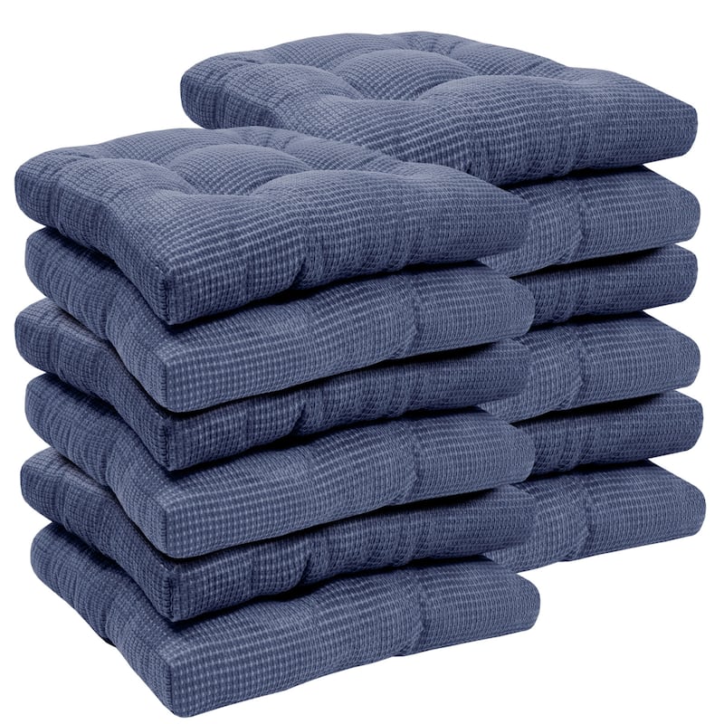 Sweet Home Collection Fluffy Memory Foam Tufted Chair Cushion Non Slip Microdot Rubber Back