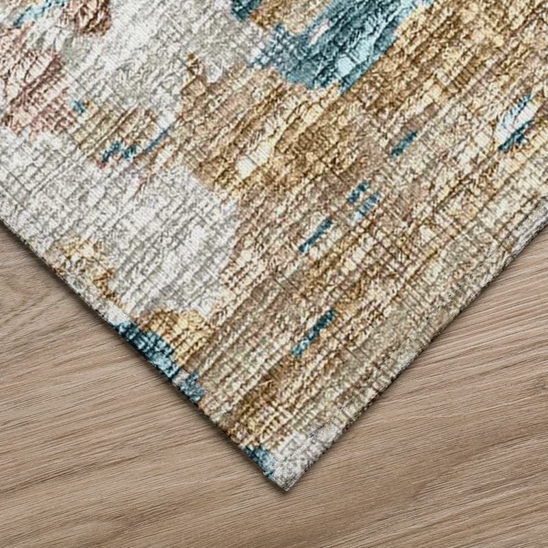 Indoor/ Outdoor Accord Modern Brushstrokes Polyester Washable Rug New