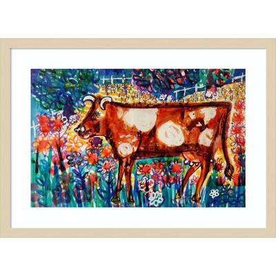 Cow by Brenda Brin Booker Wood Framed Wall Art Print