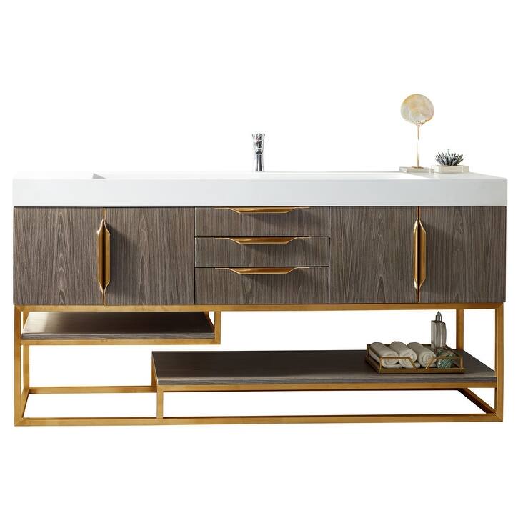 James Martin Vanities 983-V72S-R-RG-GW Columbia 72" Free Standing - Ash Gray