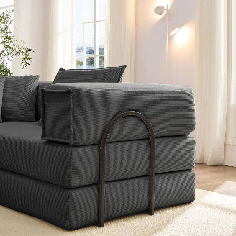 118.2" Modular L-Shaped Oversized Upholstered Sectional Sofa Set with 6 Pillows