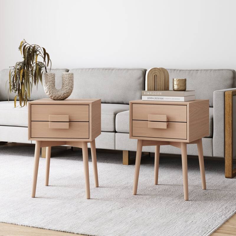 Nathan James Harper 2-Drawer Mid-Century Side Table
