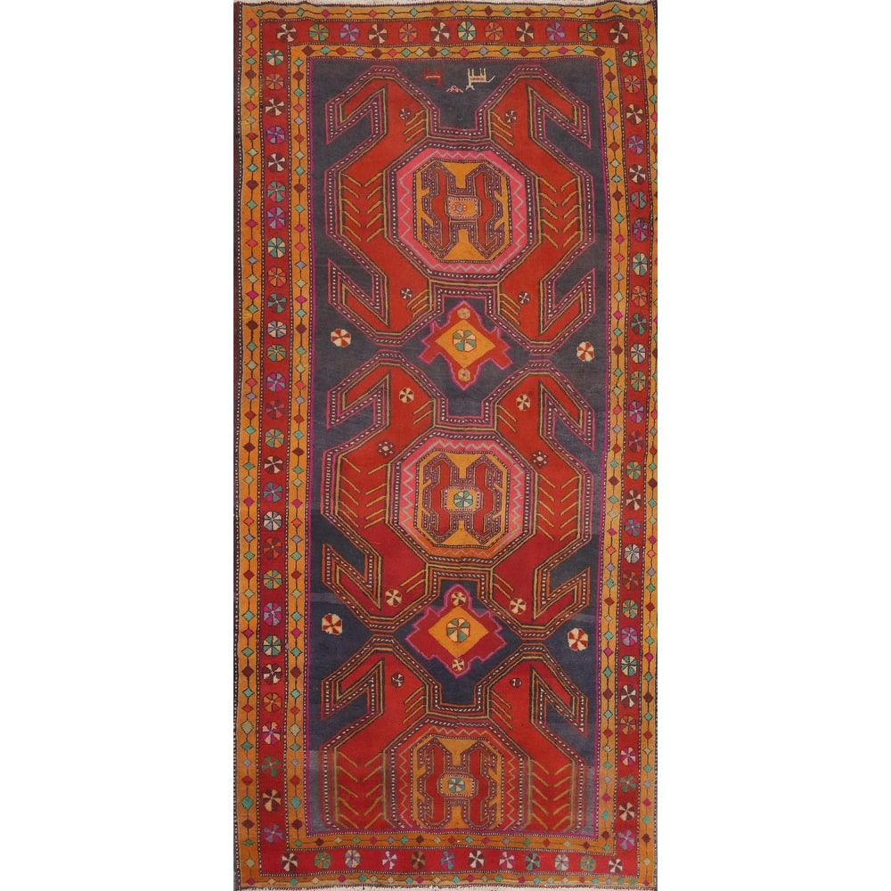 Hand Knotted Oriental 100% Wool Carpet Traditional Tribal Red Meshkin Area Rug - 10' 0'' X 4' 9''