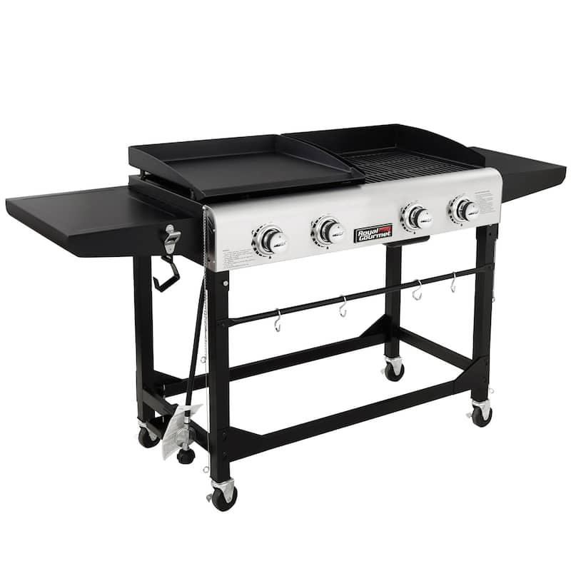 Royal Gourmet 4-Burner Portable Grill and Griddle Combo, with Cover