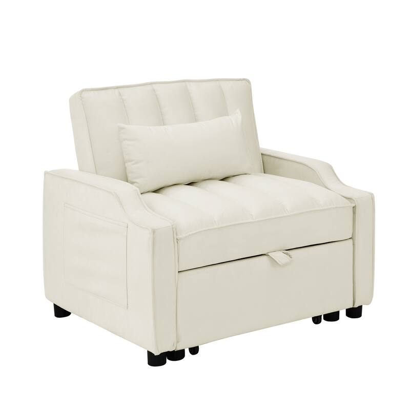 Modern Velvet Loveseat Sofa Couch Pull Out Bed,3 in 1 Convertible For Living Room Sofa Bed