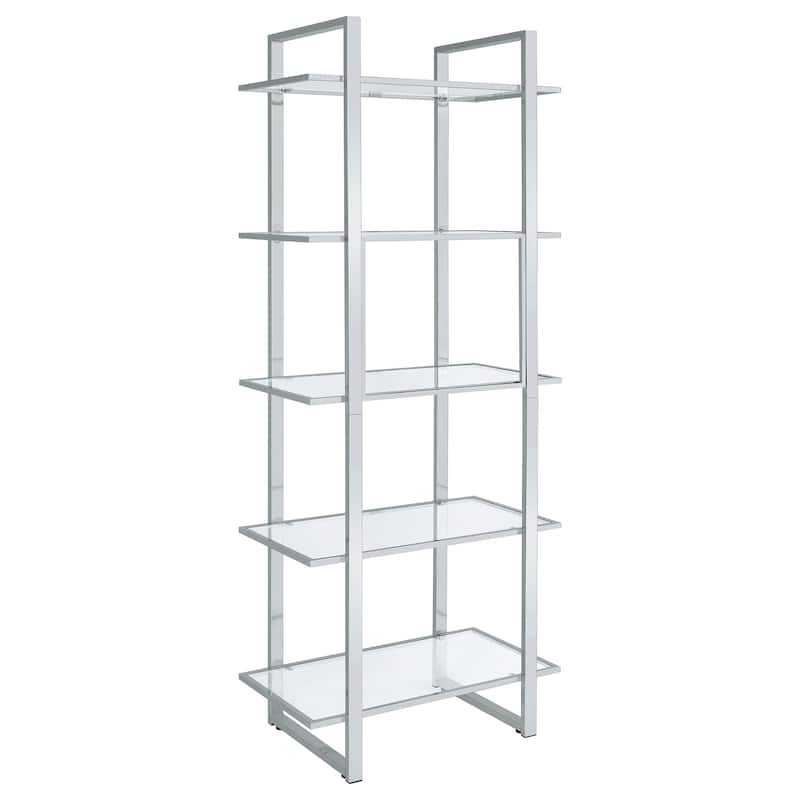 Hartford 79-inch 5-shelf Glass Bookshelf - 31.50" x 17.75" x 79.00"