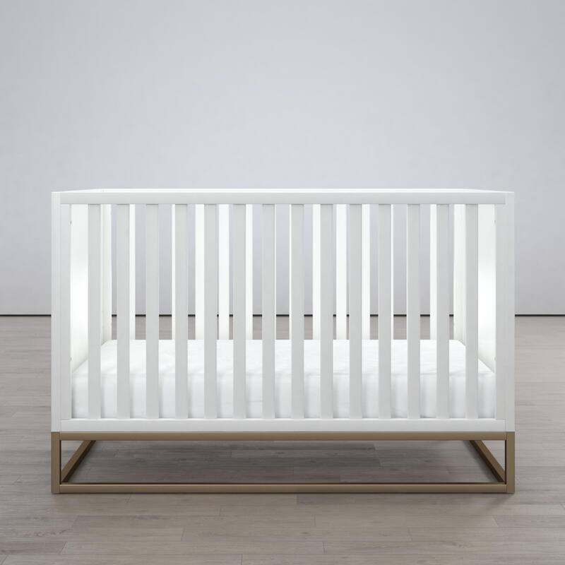 Little Seeds Haven 3 in 1 Convertible Wood Crib with Metal Base