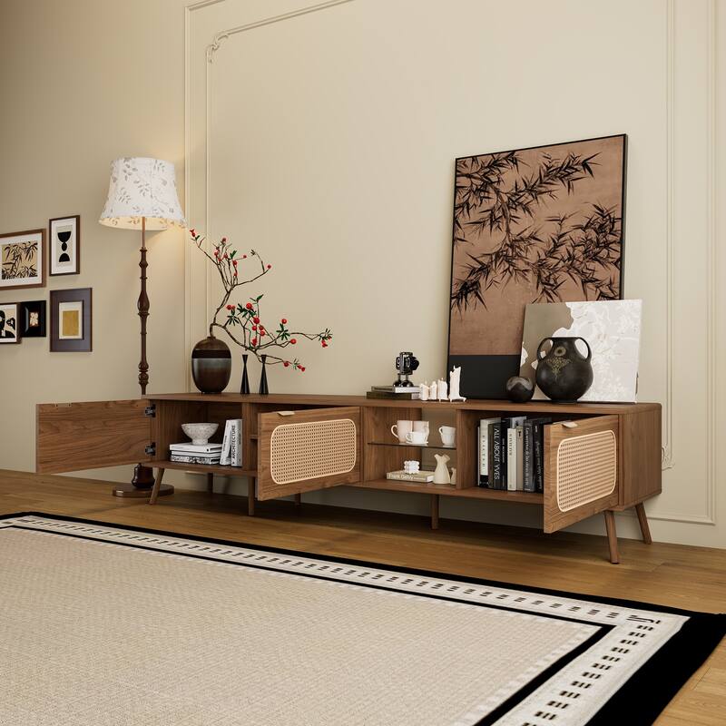 78" TV Stand for 75/80/85" TVs - Ample Storage, Open Shelf, Modern Media Console for Living Room