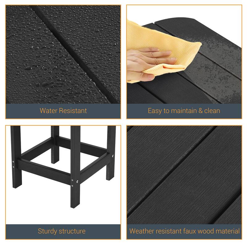 LIVOOSUN Patio Adirondack Plastic Wood Outdoor Side Table for Deck