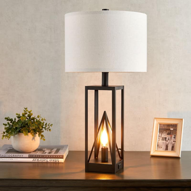 KAWOTI 23.5” Touch Control Table Lamp Set with USB Port, Night Light and Bulbs - W12" * H23.5"