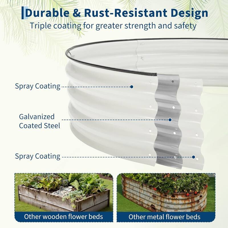 2 PCS 6X3x1Ft Galvanized Raised Garden Bed, Planter Box Kit for Vegetables, Flowers, Herbs & Fruits