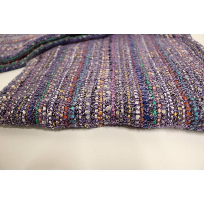 Home&Manor Handcrafted Wool & Cotton Throw Blanket Light Purple