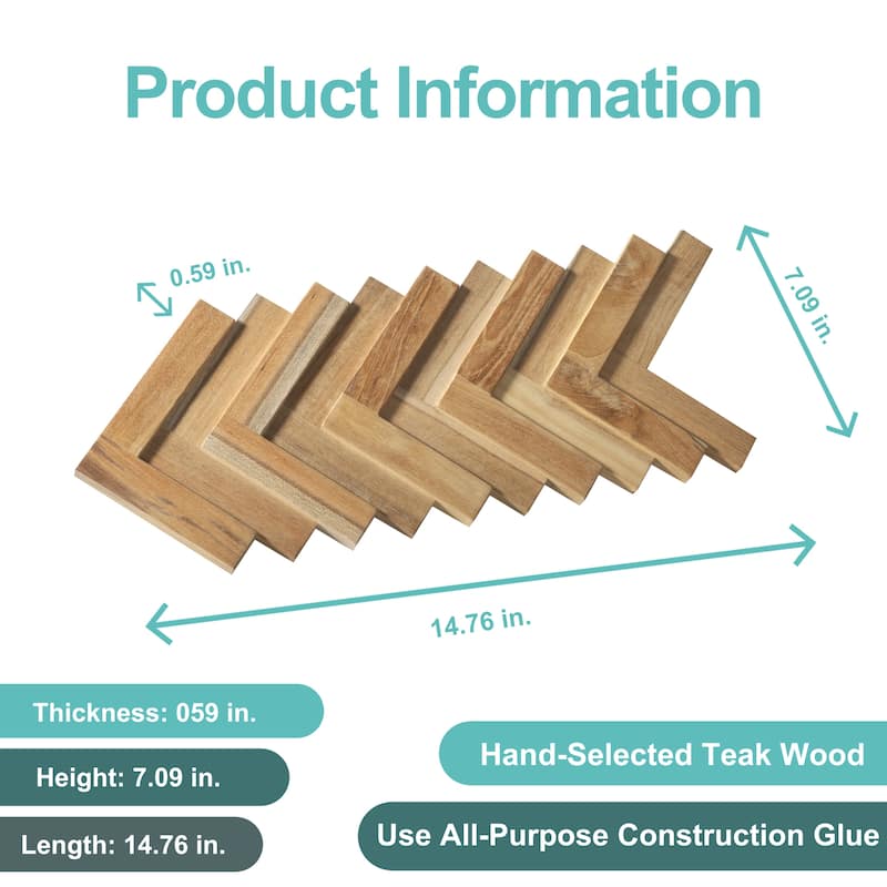 Wall!Supply 0.59 in. x 7.09 in. x 14.76 in. UltraWood Teak Herringbone Jointless Wall Paneling (16-Pack)